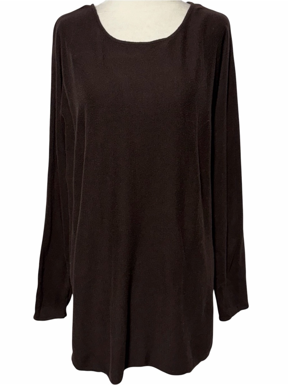 MICHAEL Michael Kors Scoop Neck Tunic Knit Sweater Dark Brown Size Large
